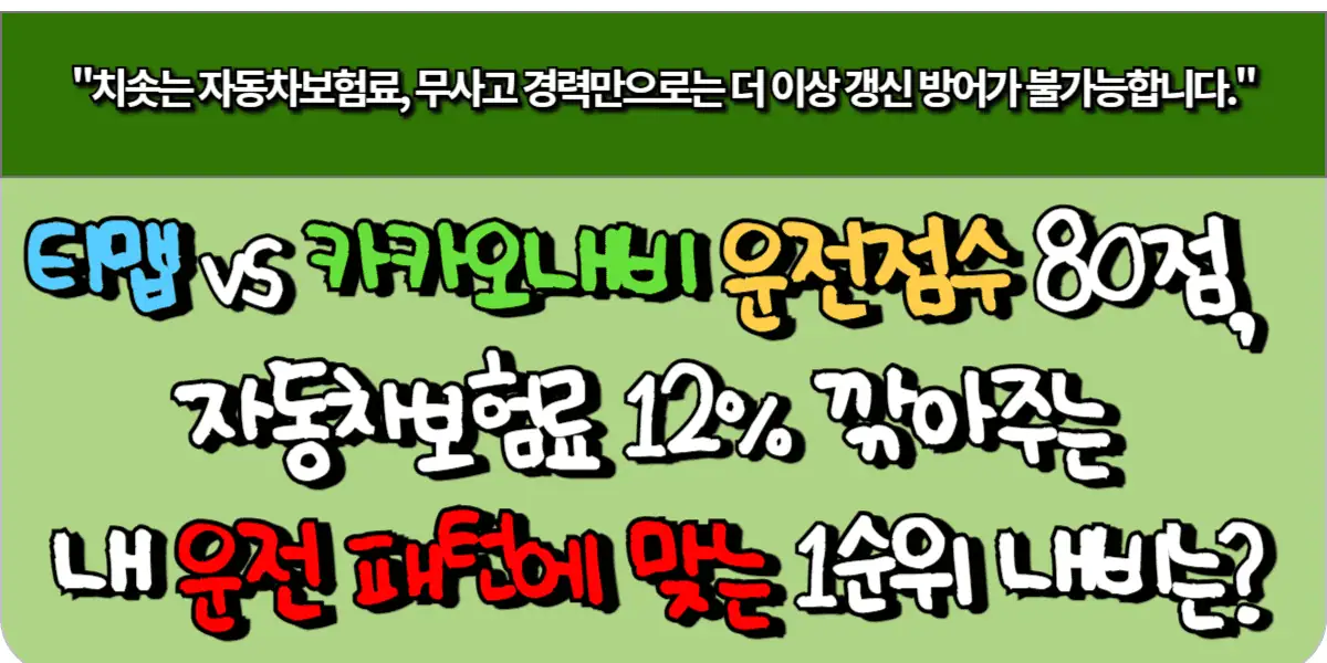 티맵 vs 카카오내비 운전점수 80점, 자동차보험료 12% 깎아주는 내 운전 패턴에 맞는 1순위 내비게이션은?