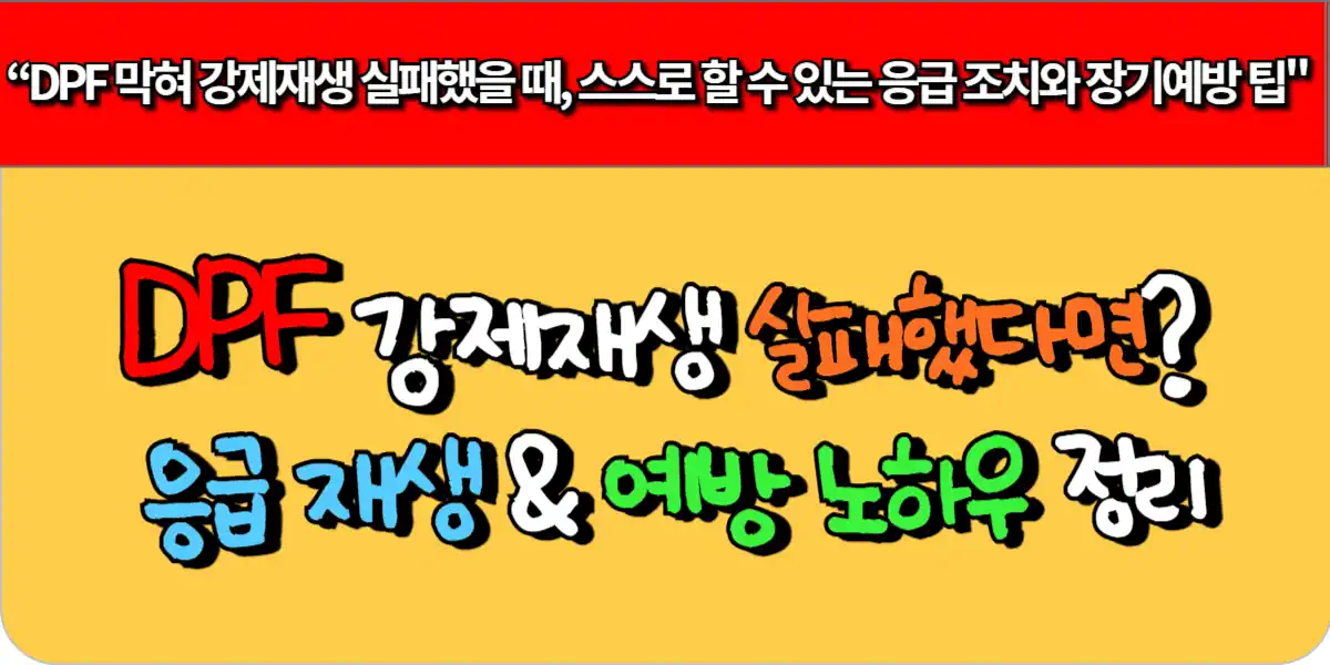 DPF 강제재생 실패했다면? 응급 재생 & 예방 노하우 정리