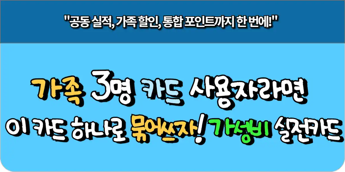가족 3명 카드 사용자라면 이 카드 하나로 묶어 쓰자 가성비 실전 카드