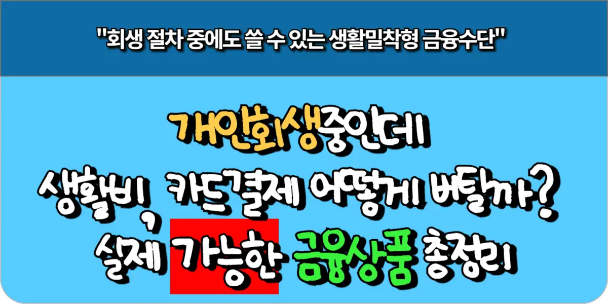 개인회생중인데 생활비, 카드결제 어떻게 버틸까 실제 가능한 금융상품 총정리