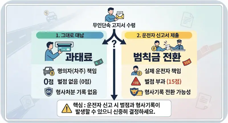 고지서 수령후 그냥 낼때와 운전자 신고할때의 차이