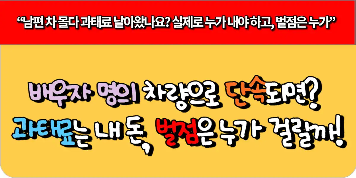 배우자 명의 차량으로 단속되면? 과태료는 내 돈, 벌점은 누가 걸릴까!