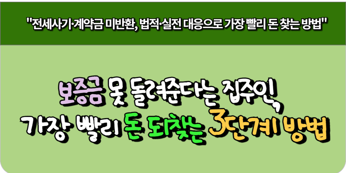 보증금 못 돌려준다는 집주인, 가장 빨리 돈 되찾는 3단계 방법