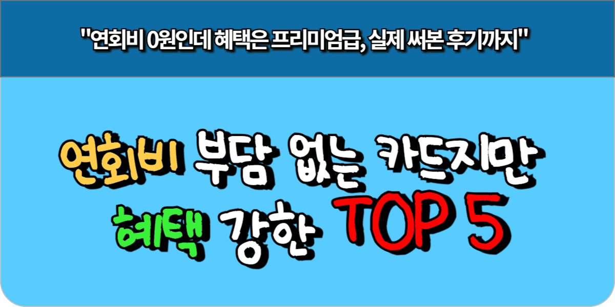 연회비 부담 없는 카드지만 혜택 강한 TOP 5