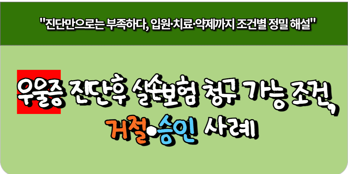 우울증 진단후 실손보험 청구 가능한 조건, 거절·승인 사례