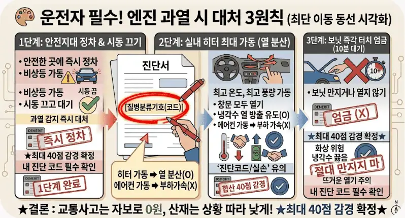 엔진 과열시 즉시 해야 할 조치 5단계: 수리비 200만원 막는 골든타임 2 운전자 필수 ! 엔진 과열시 대처 3원칙
