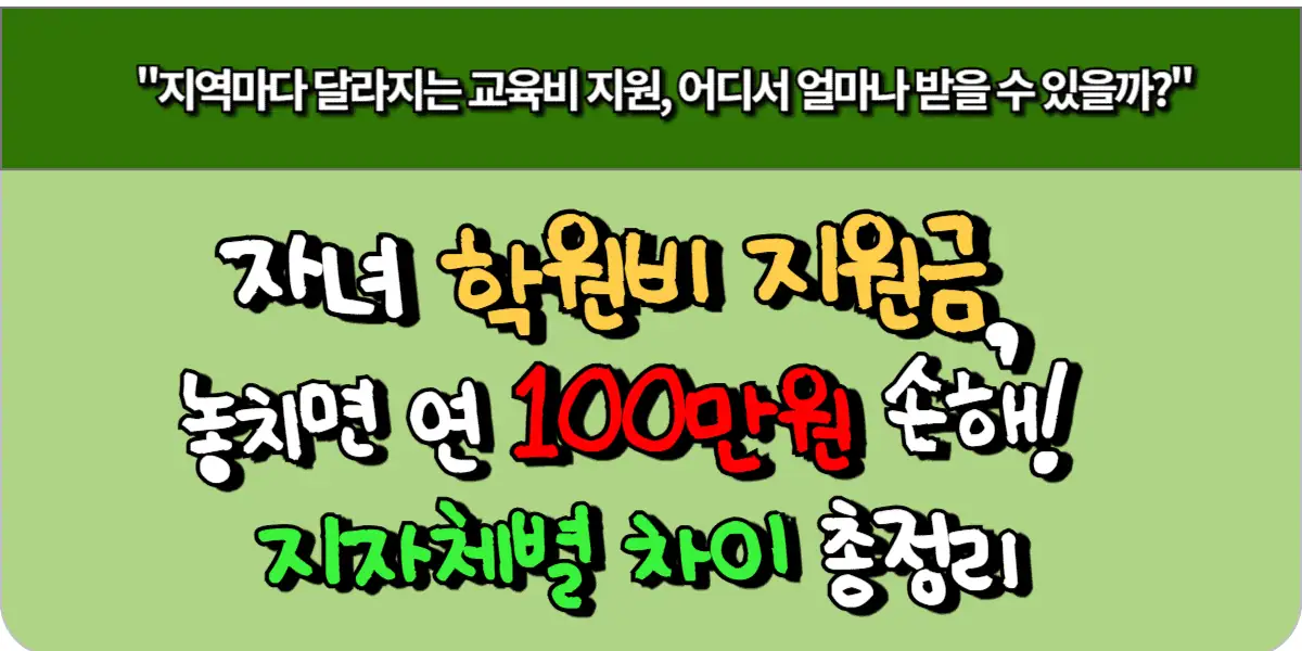 자녀 학원비 지원금, 놓치면 연 100만원 손해! 지자체별 차이 총정리
