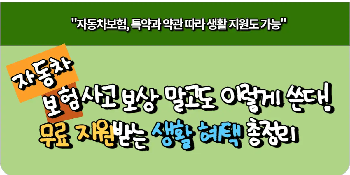 자동차보험 사고 보상 말고도 이렇게 쓴다! 무료 지원받는 생활 혜택 총정리