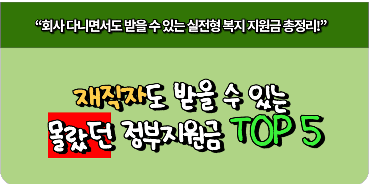 재직자도 받을 수 있는 몰랐던 정부 지원금 TOP 5