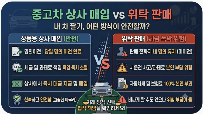 중고차 상사 매입 vs 위탁 판매
