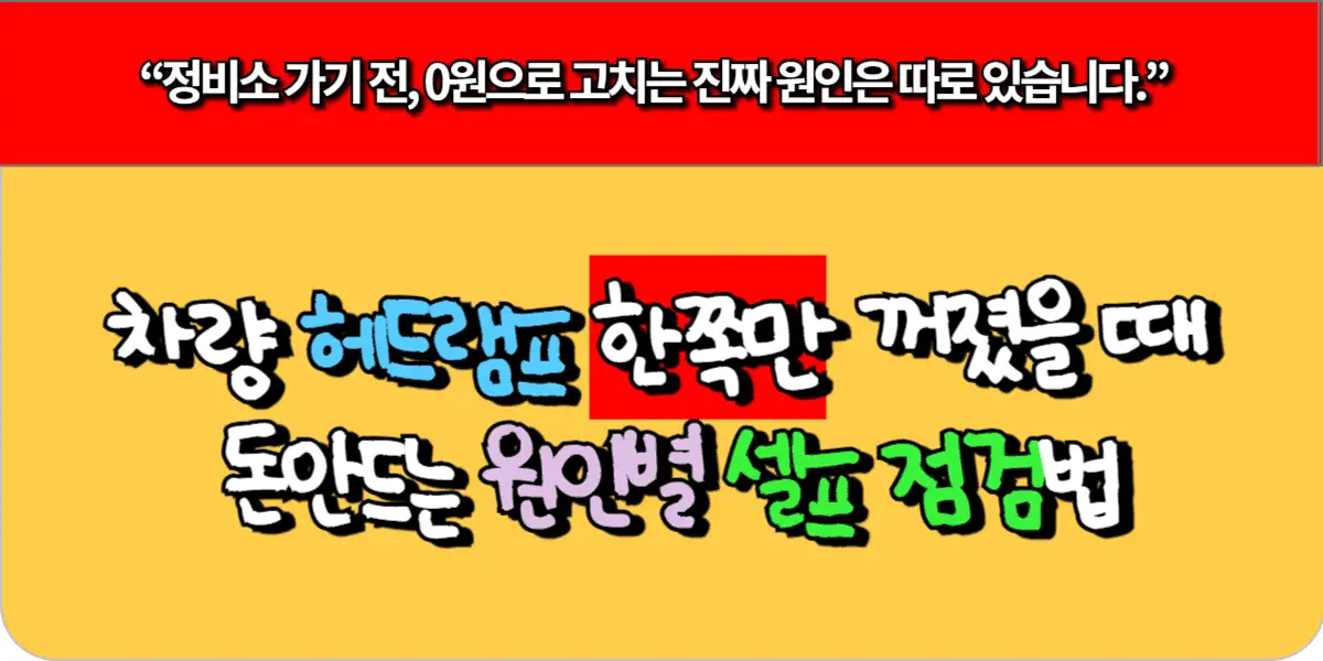차량 헤드램프 한쪽만 꺼졌을 때 돈안드는 원인별 셀프 점검법