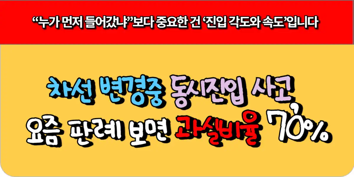 차선 변경중 동시진입 사고, 요즘 판례 보면 과실비율 70%