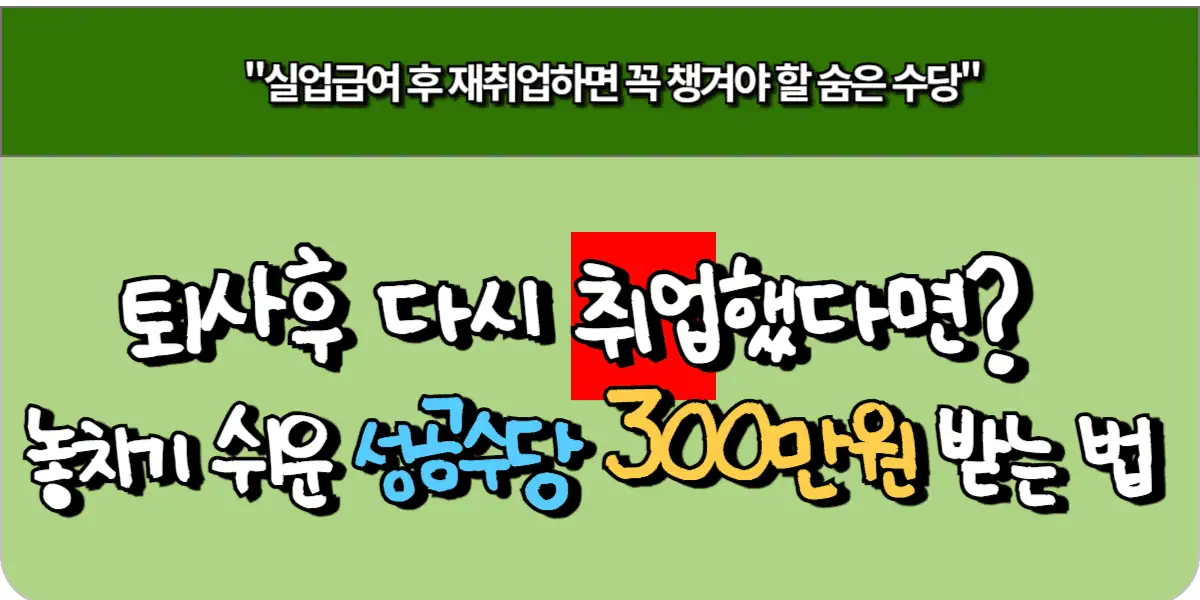 퇴사 후 다시 취업했다면? 놓치기 쉬운 성공수당 300만원 받는 법