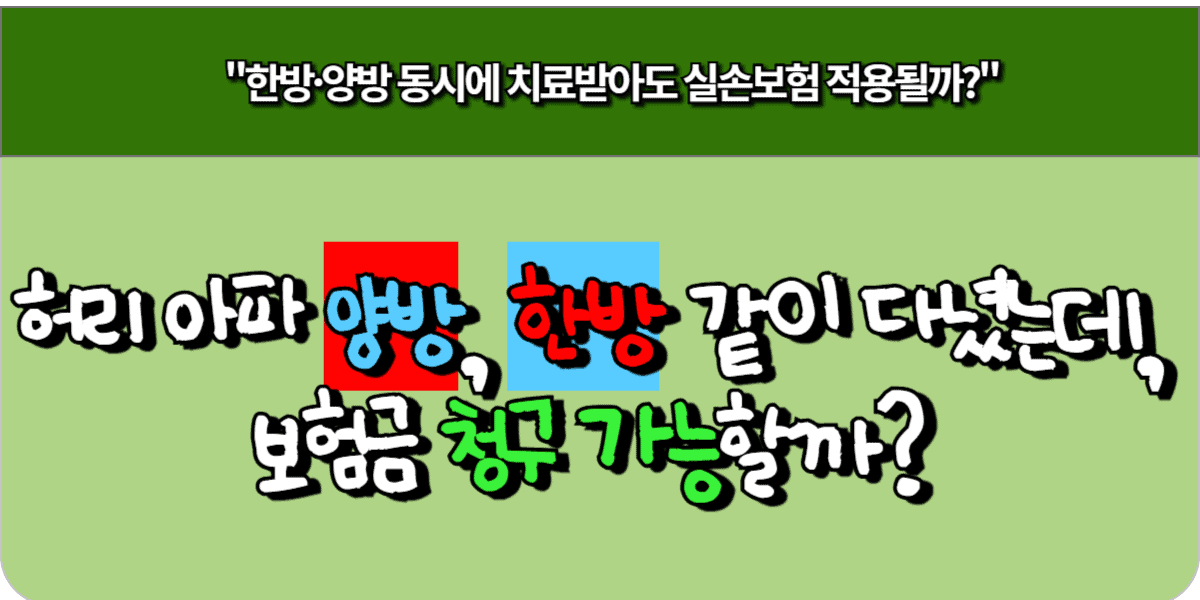 허리 아파서 양방과 한방 같이 다녔는데, 보험금 청구 가능할까? 9 허리 아파서 양방과 한방 같이 다녔는데, 보험금 청구 가능할까?