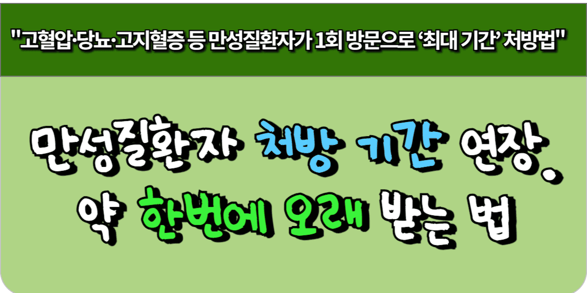 만성질환자 처방 기간 연장. 약 한 번에 오래 받는 법