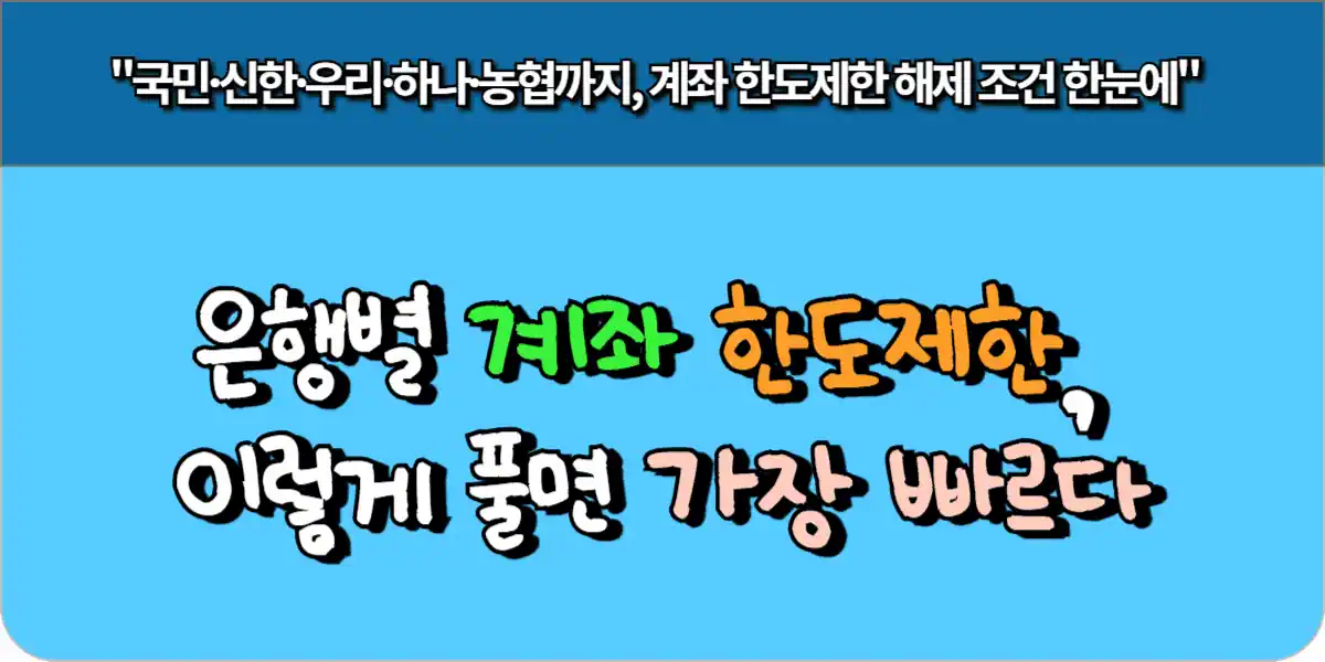 은행별 계좌 한도제한, 이렇게 풀면 가장 빠르다