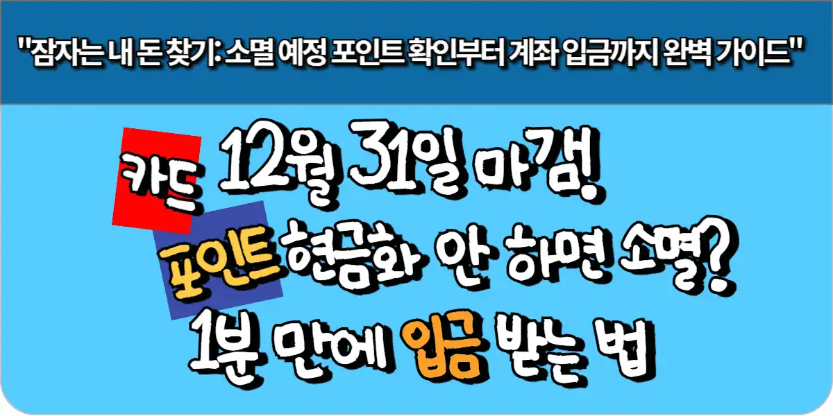 12월 31일 마감! 카드 포인트 현금화 안 하면 소멸 1분 만에 입금 받는 법