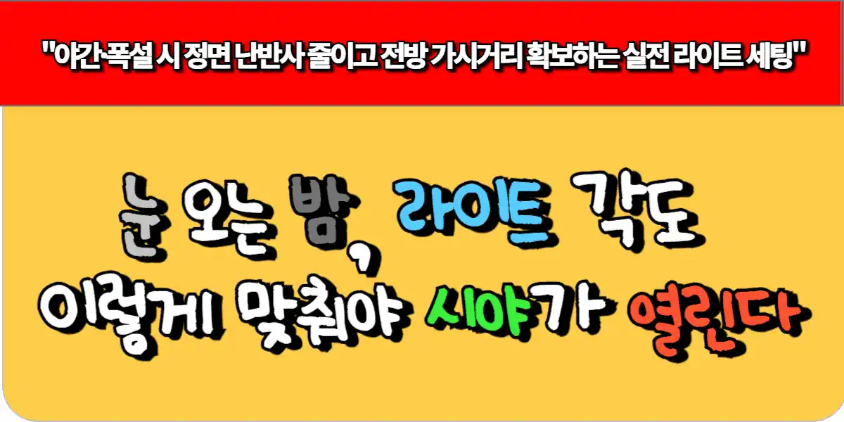 눈 오는 밤, 라이트 각도 이렇게 맞춰야 시야가 열린다