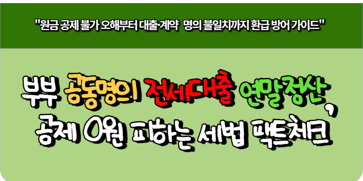 부부 공동명의 전세대출 연말정산, 공제 0원 피하는 세법 팩트체크