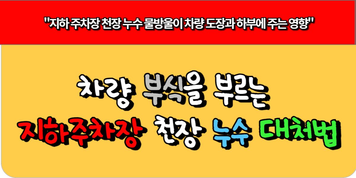 차량 부식을 부르는 지하 주차장 천장 누수 대처법