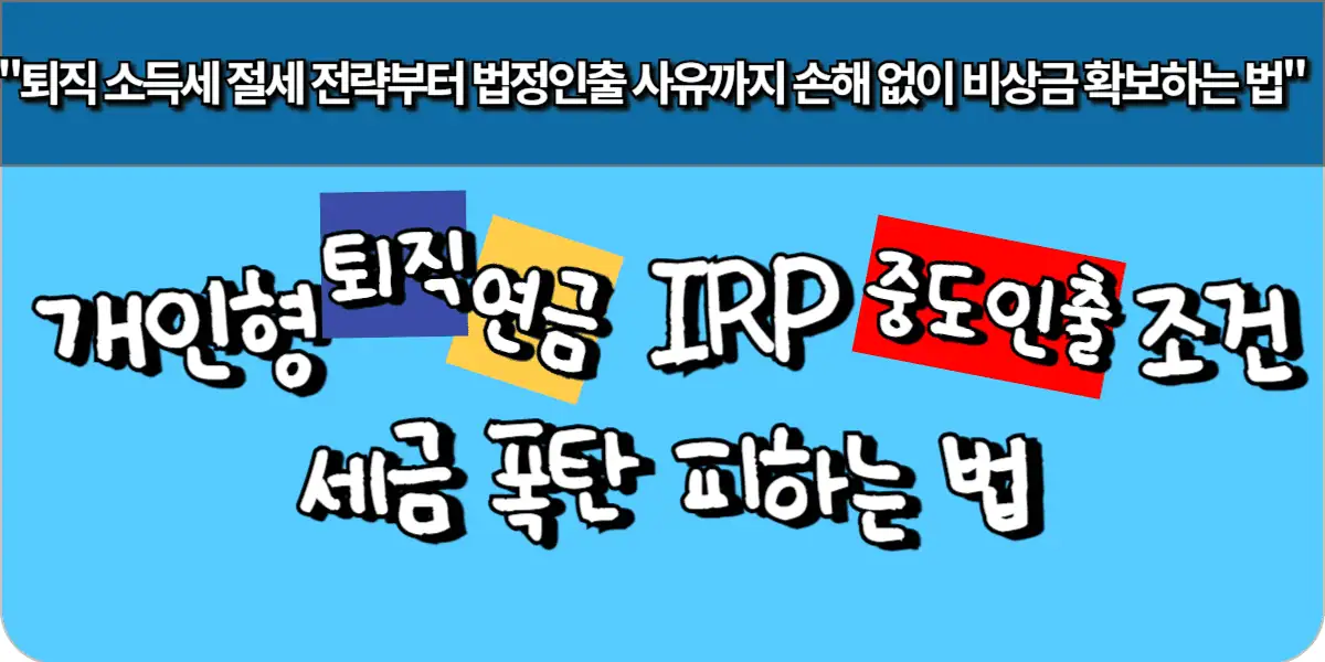 개인형 퇴직연금 IRP 중도 인출 조건-세금 폭탄 피하는 법