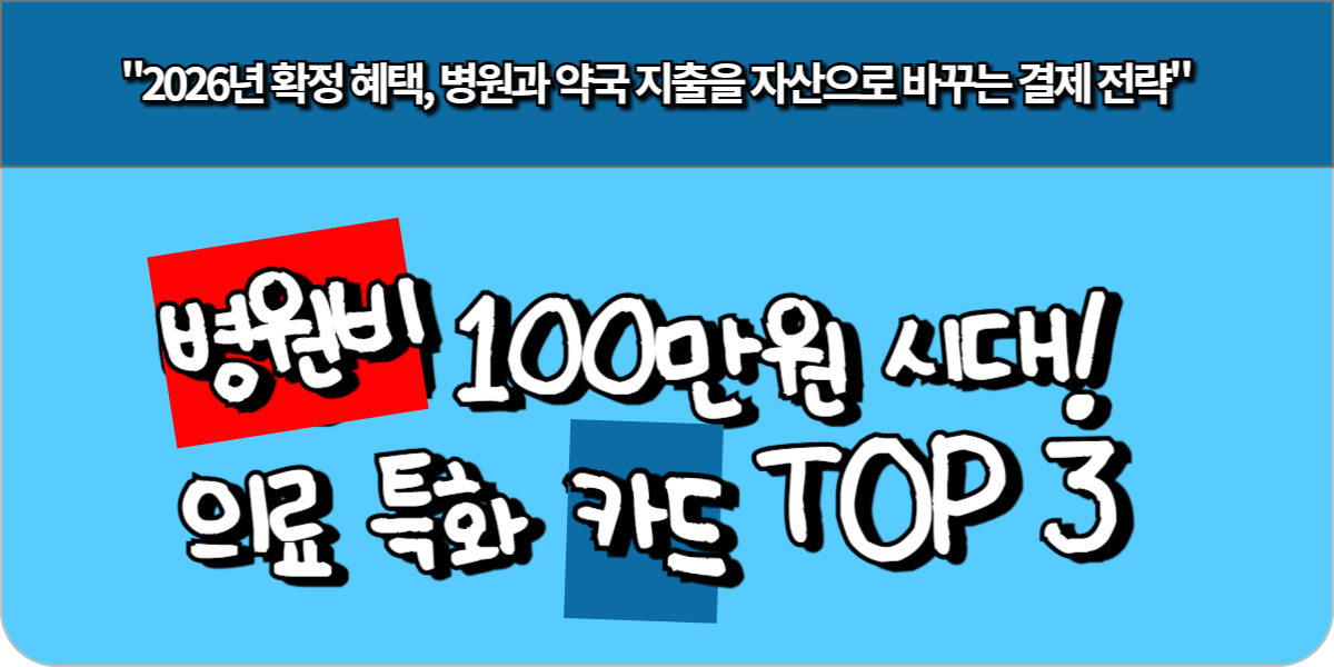 병원비 100만원 시대! 의료 특화 카드 TOP 3