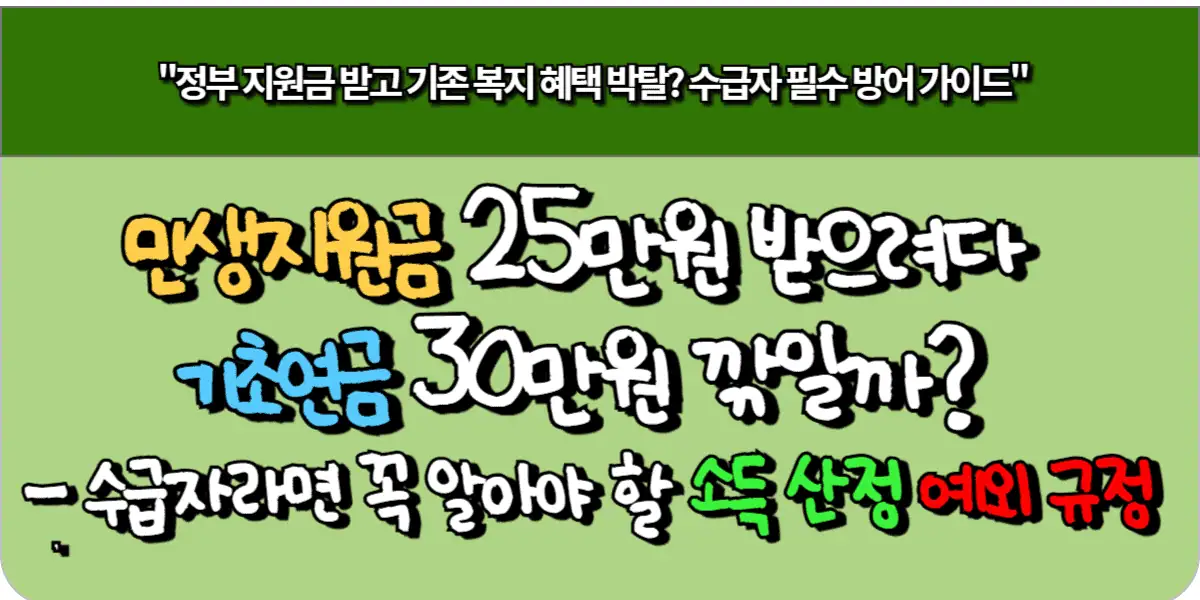 민생지원금 25만원 받으려다 기초연금 30만원 깎일까 수급자라면 꼭 알아야 할 소득 산정 예외 규정