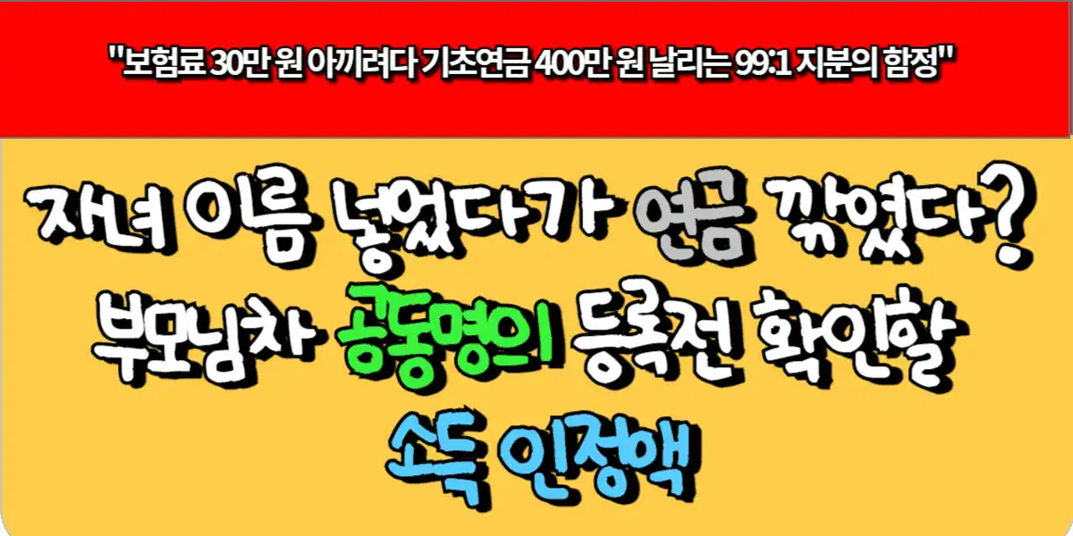자녀 이름 넣었다가 연금 깎였다? 부모님 차 공동명의 등록전 확인할 소득 인정액