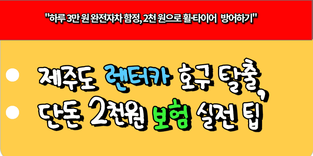 제주도 렌터카 호구 탈출, 단돈 2천원 보험 실전 팁