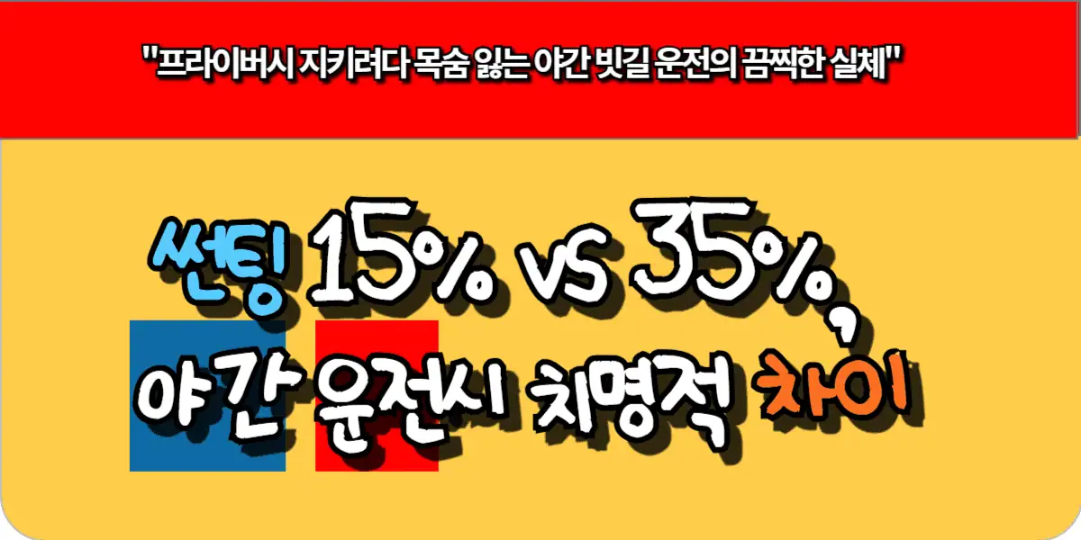 썬팅 15% vs 35%, 야간 운전 시 치명적 차이