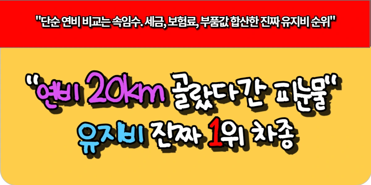연비 20km 골랐다간 피눈물-유지비 진짜 1위 차종