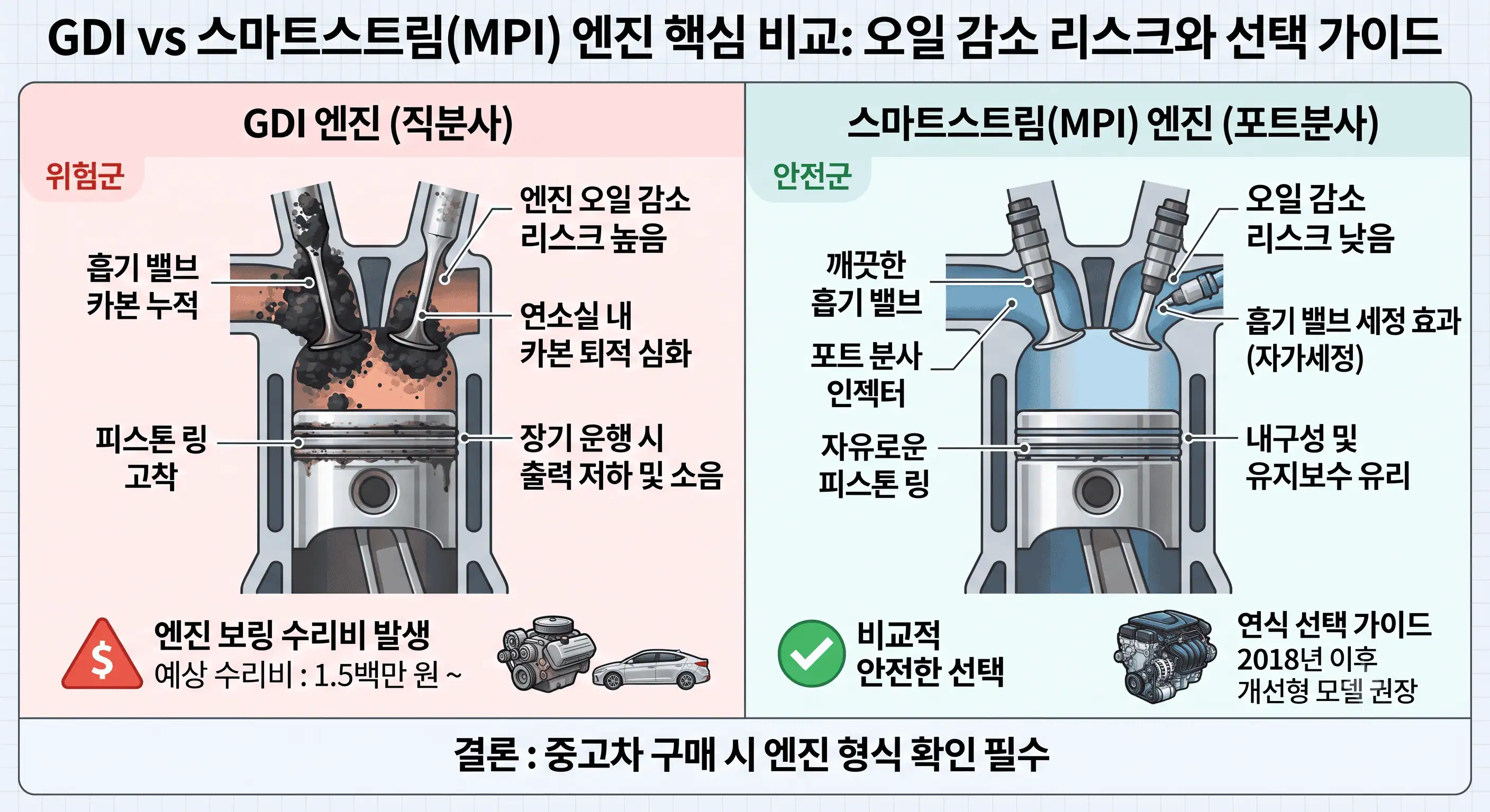 GDI vs MPI 엔진 핵심 비교
