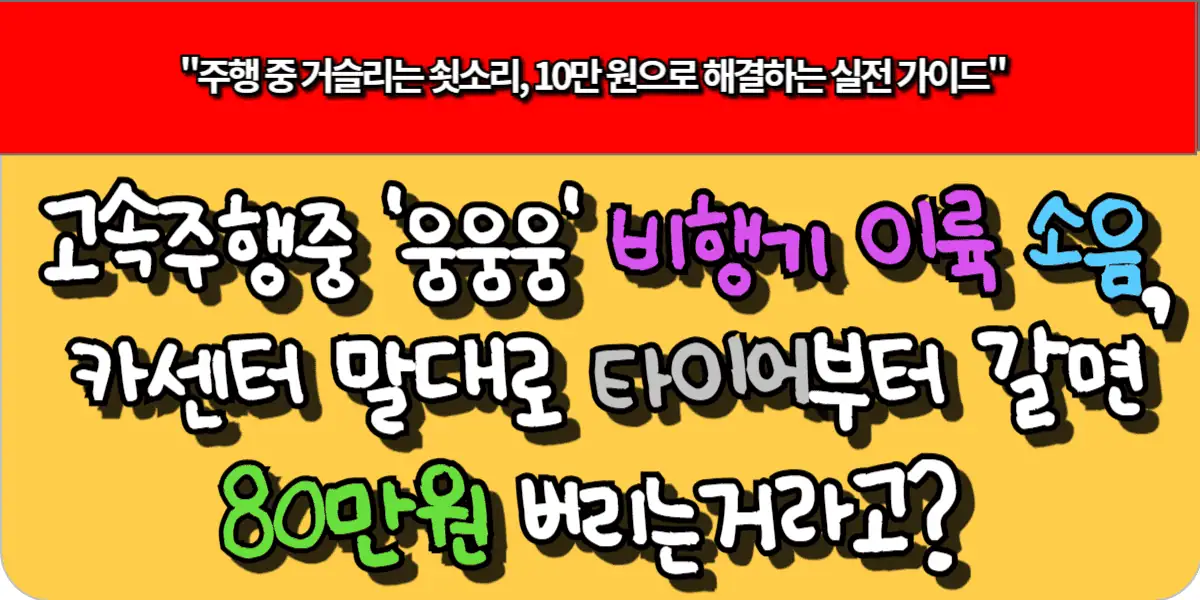 고속주행중 '웅웅웅' 비행기 이륙 소음, 카센터 말대로 타이어부터 갈면 80만원 버리는거라고?