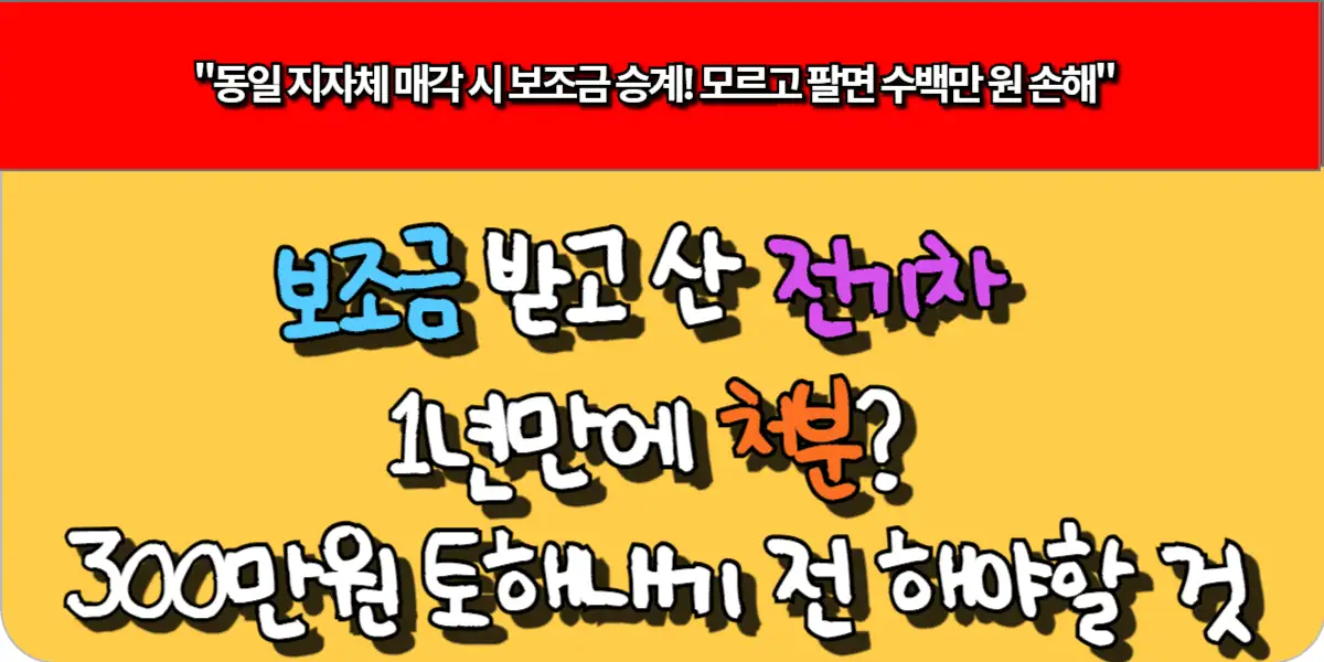보조금 받고 산 전기차 1년 만에 처분 300만원 토해내기 전 해야할 것