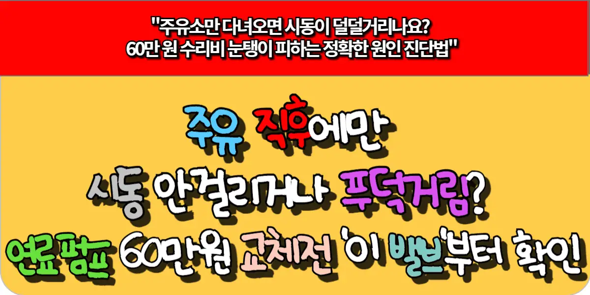 주유 직후에만 시동 안 걸리거나 푸덕거림? 연료펌프 60만원 교체 전 '이 밸브'부터 확인