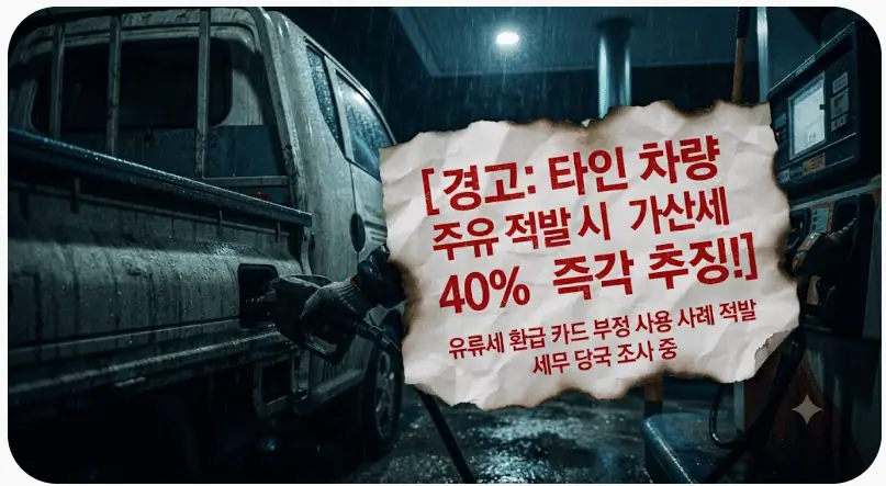 경고 - 타인차량 주유 적발시 가산세