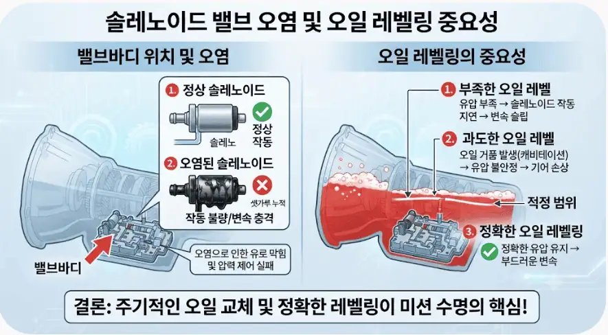 솔레노이드 밸브 오염 및 오일 레벨링 중요성