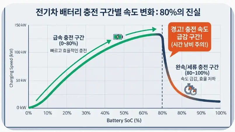 전기차 배터리 충전 구간별 속도 변화 - 80%의 진실
