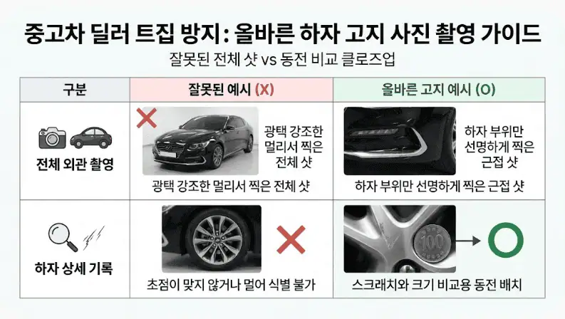 중고차 딜러 트집 방지 - 올바른 하자 고지 사진 촬영 가이드