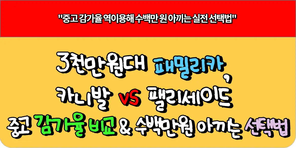 3천만 원대 패밀리카, 카니발 vs 팰리세이드 중고 감가율 비교 & 수백만원 아끼는 선택법
