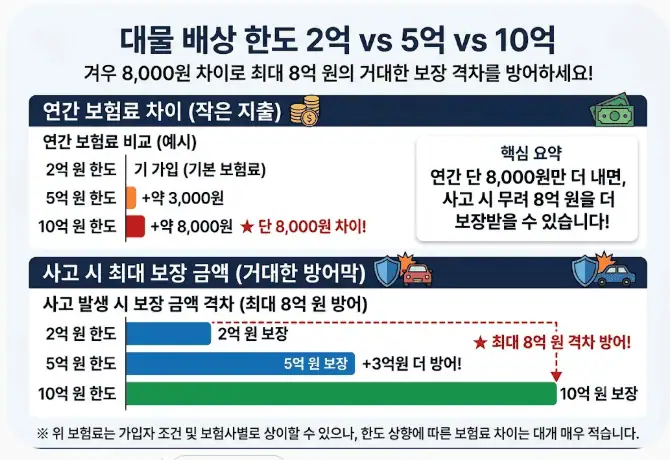 대물 배상 한도 2억 vs 5억 vs 10억