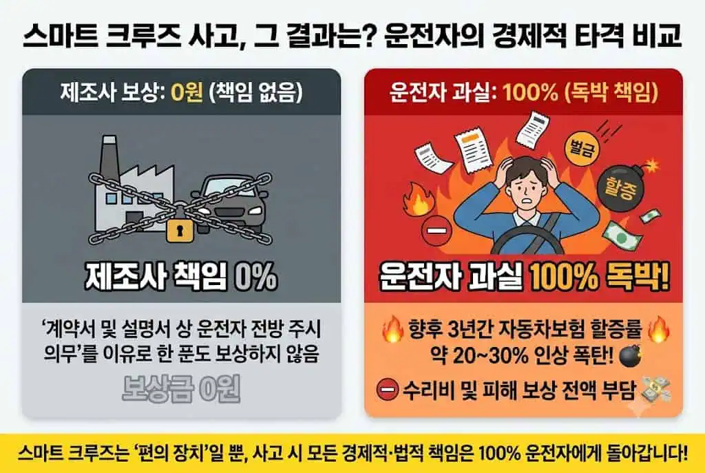 스마트 크루즈 사고, 그 결과는? 운전자의 경제적 타겨 비교