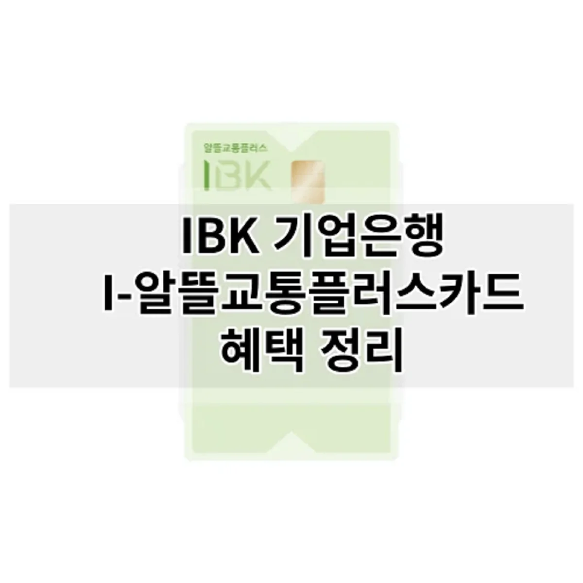 IBK기업은행의 I-알뜰교통플러스카드 혜택과 알뜰사용 팁