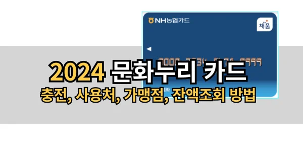 2024 문화 누리 카드 충전, 사용처, 가맹점, 잔액조회 방법