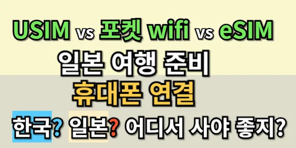 일본 여행시 휴대폰 사용하려면, 유심카드 vs 포켓 와이파이 vs eSIM 비교