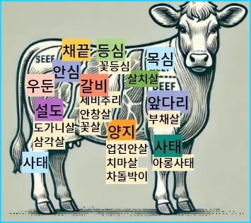 부위별 소고기 명칭